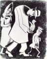 Homme au chat et Femme à l’enfant contemporain Marc Chagall